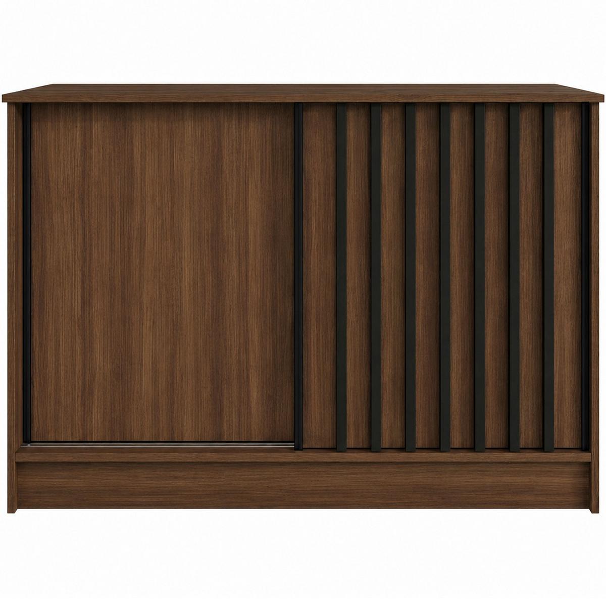 KOMMODE Horizon mit 2 Schiebetüren, 120 cm, Walnuss+Schwarz - Walnussfarben/Schwarz, Holzwerkstoff (121/85/43.5cm) - Beautysofa