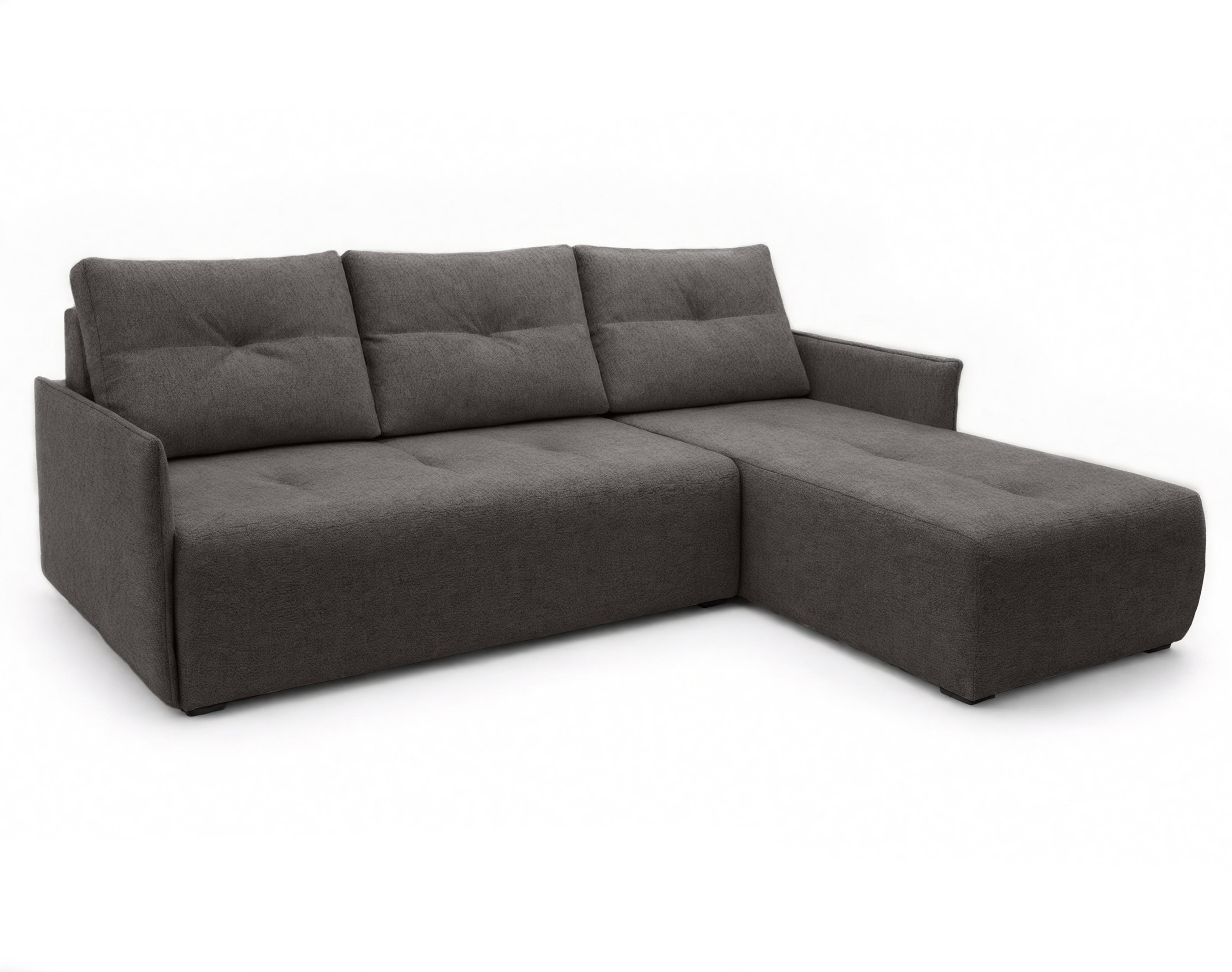 ECKSOFA L Form Damascus Dunkelgrau 212/143/88 cm Rechts mit Schlaffunktion - Dunkelgrau/Schwarz, Kunststoff/Textil (212/143cm) - AX Living