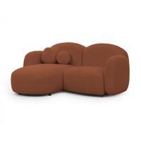 ECKSOFA Nuvola mit abgerundetem Design Terrakotta Bouclé-Stoff - Ottomane Links - Terracotta/Schwarz, Holz/Kunststoff (190/146cm) - S-Style Möbel