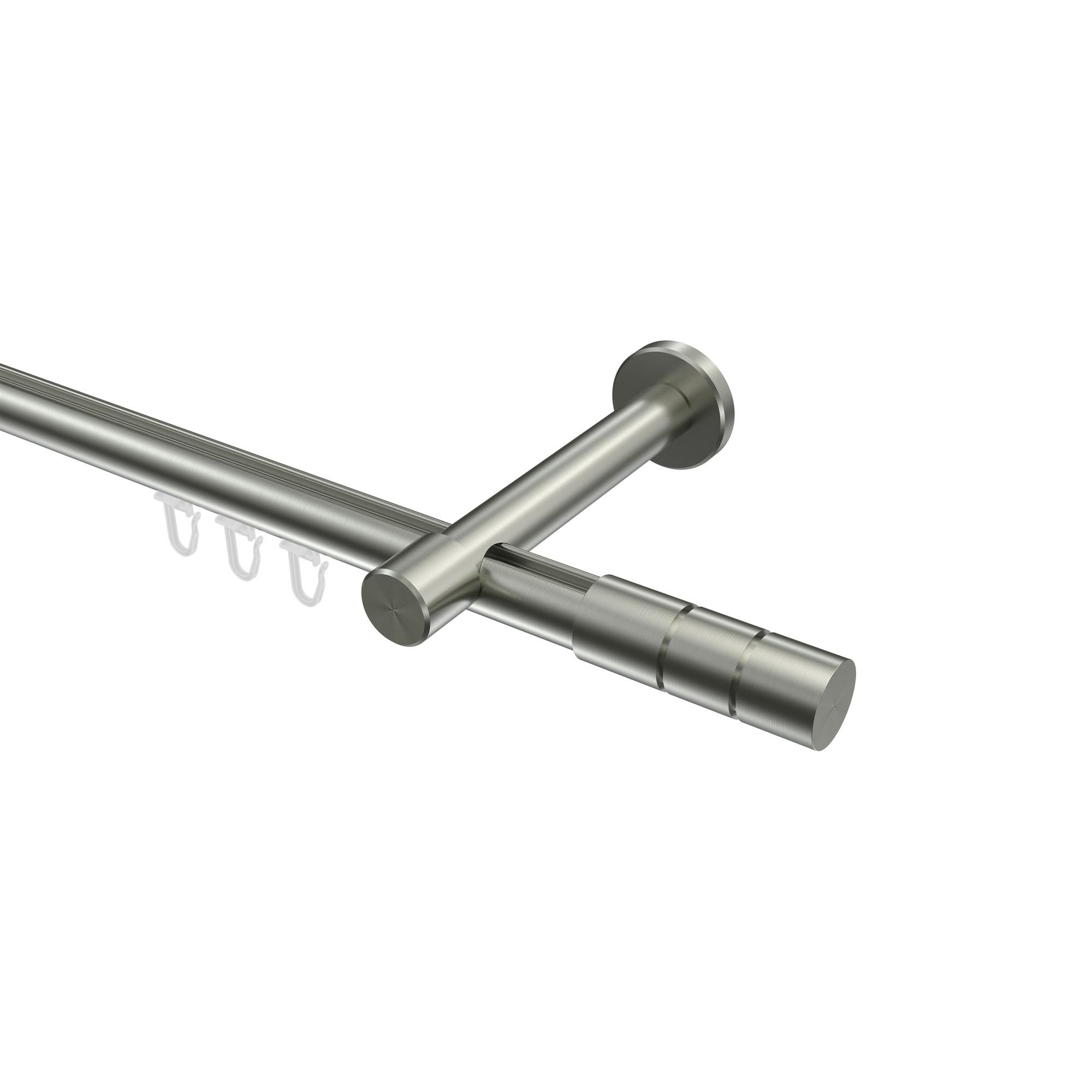 GARDINENSTANGE INNENLAUF Prestige Elanto 300 cm (geteilt in 3 x 100 cm), 1-läufig, 20 mm Ø Edelstahl-Optik - Edelstahlfarben, Metall (300cm) - INTERDECO