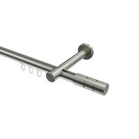 GARDINENSTANGE INNENLAUF Prestige Elanto 300 cm (geteilt in 3 x 100 cm), 1-läufig, 20 mm Ø Edelstahl-Optik - Edelstahlfarben, Metall (300cm) - INTERDECO