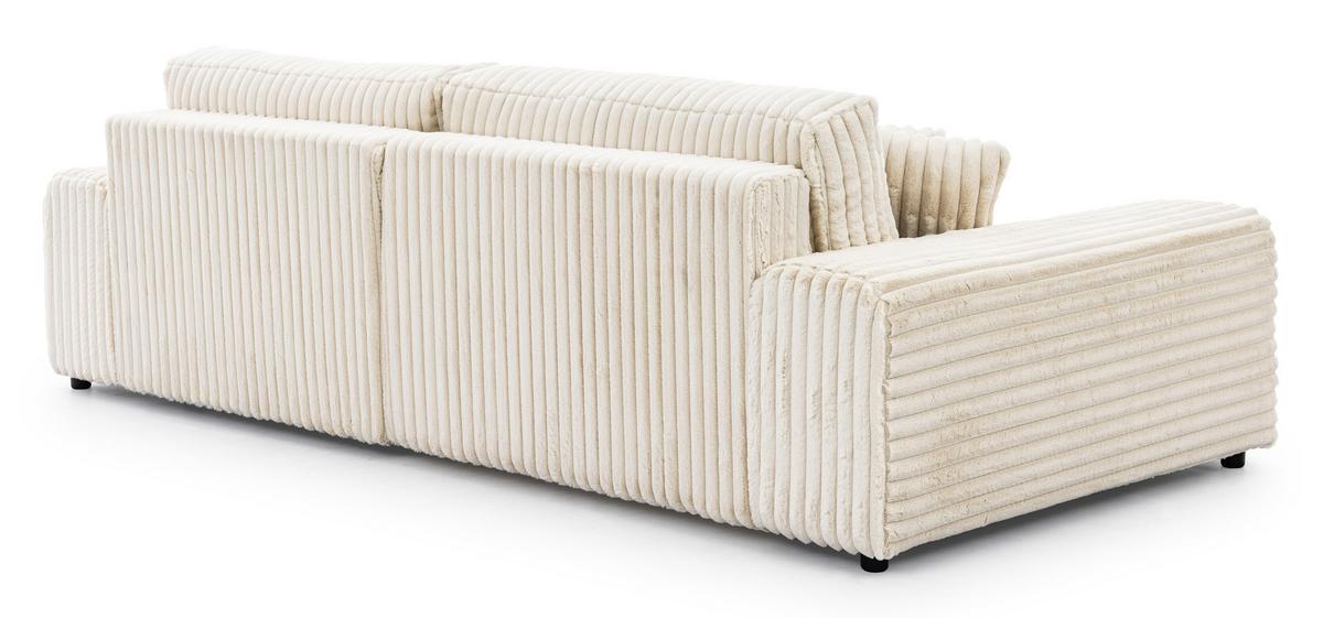 ECKSOFA Mollis Hellbeige Plüschcord - Ottomane Rechts - Beige/Schwarz, Holz/Kunststoff (255/168cm) - S-Style Möbel