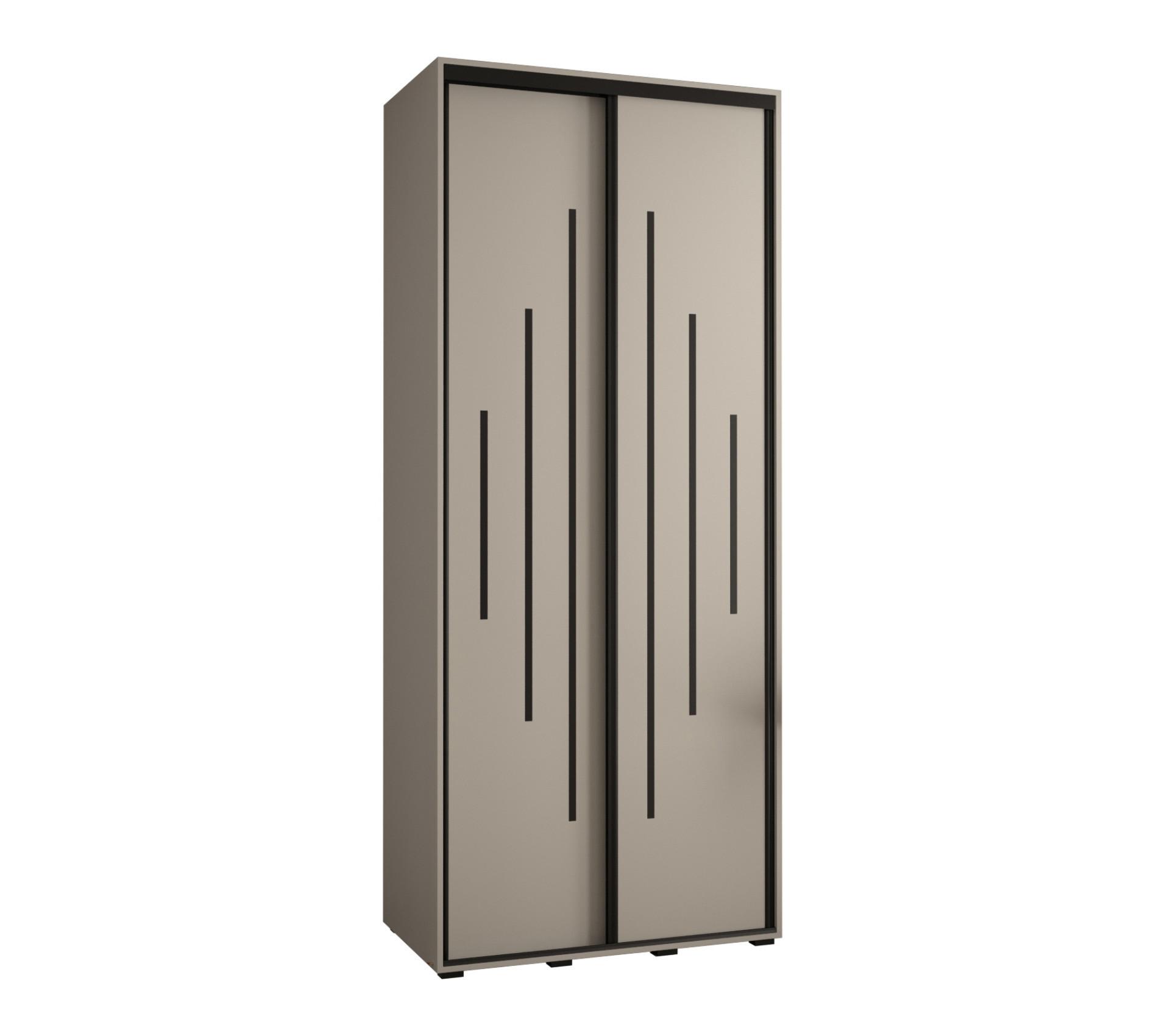 SCHWEBETÜRENSCHRANK 235,2/100/45 2-türig - Kaschmir/Schwarz, Holz/Metall (100/235.2/45cm) - MÖBEL KRYSPOL