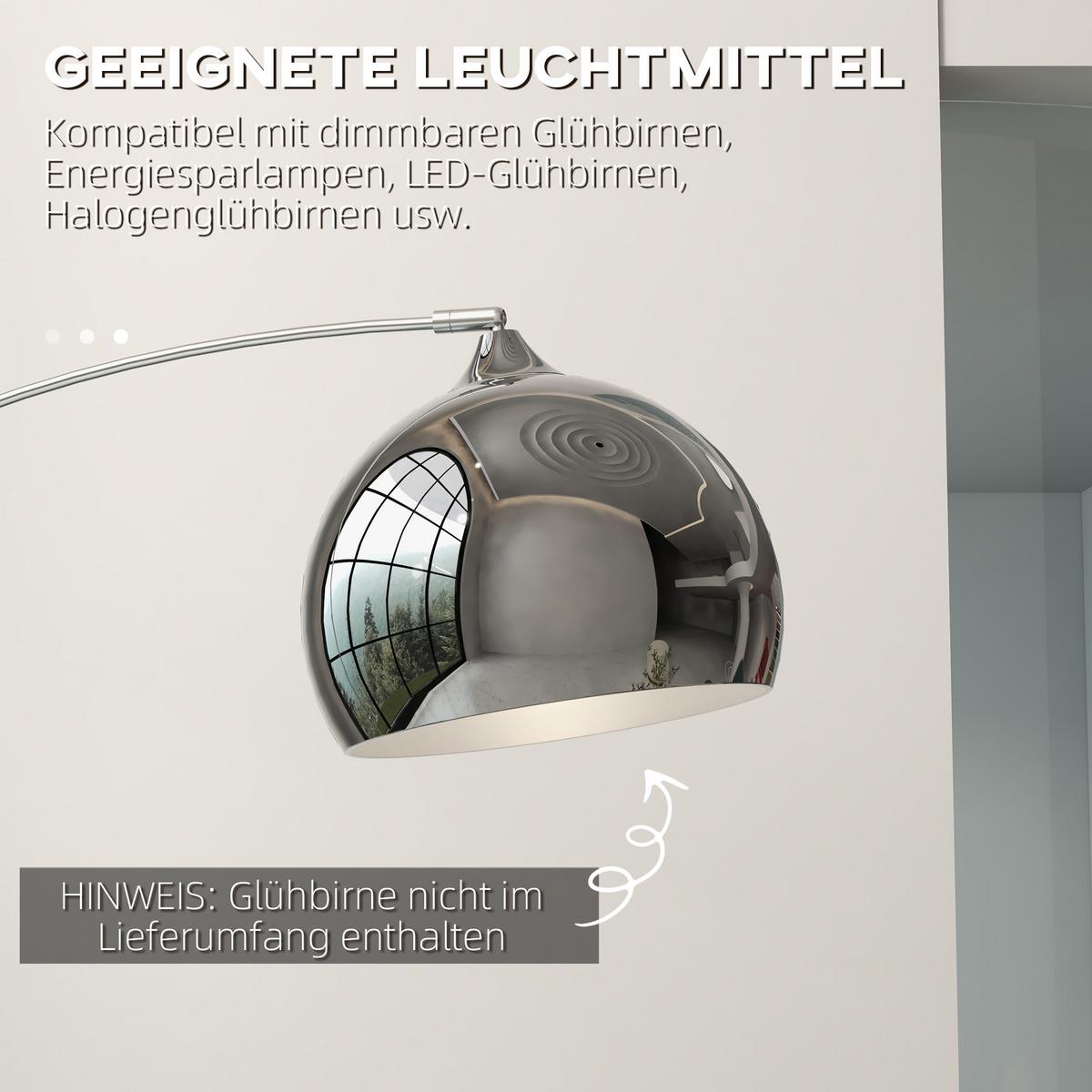 STEHLAMPE höhenverstellbar, schwenkbar Stehleuchte exkl. Leuchtmittel - Silberfarben, Metall (115/30/180cm) - HOMCOM