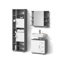 BADMÖBEL-SET Eisak Anthrazit 3 Teile, mit Hochschrank - Anthrazit, Holzwerkstoff (60/60/33cm) - Livinity®