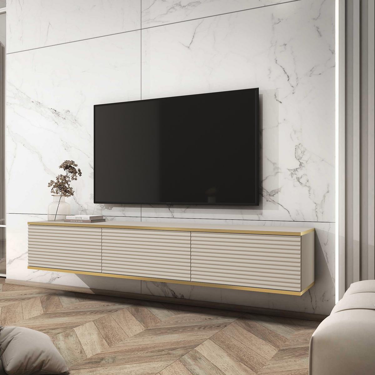 LOWBOARD VENEZIA 175/30/32 cm, Beige - Beige, Holzwerkstoff (175/30/32cm) - MASSENO