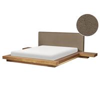 BETT mit LED 160/200 cm MDF-Platte Hellbraun Zen - Hellbraun, Holz (160/200cm) - Beliani