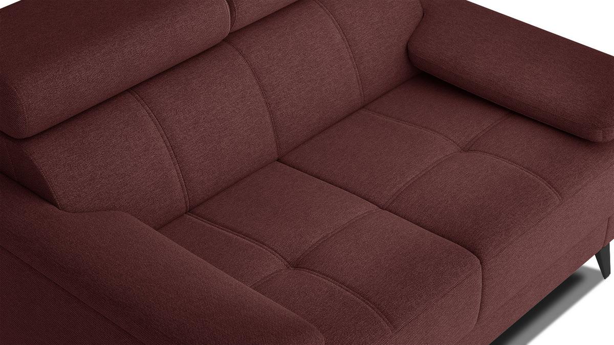 SOFA TAUNUS 2-Sitzer, bordeaux - Bordeaux/Schwarz, Holzwerkstoff/Textil (141/80/102cm) - Wozimo