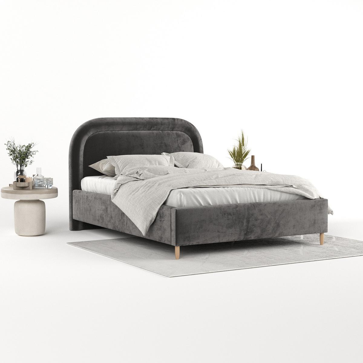 POLSTERBETT Zoya 120/200 cm Anthrazit im Lotta Stoff - Anthrazit/Naturfarben, Holz/Holzwerkstoff (120/200cm) - AltaBeds