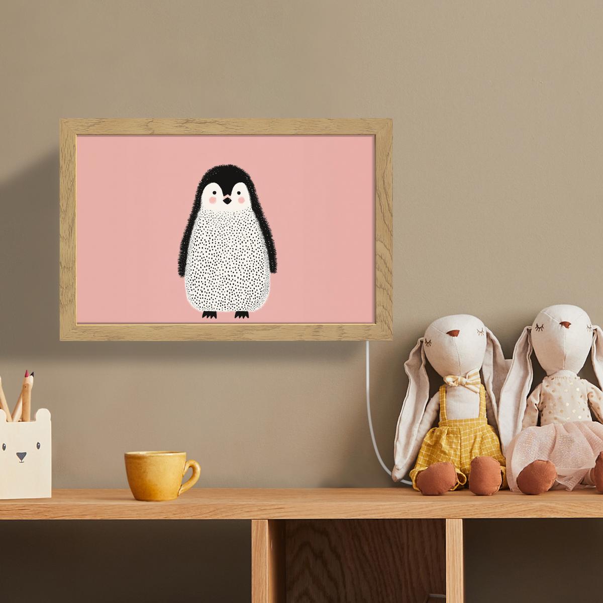 WANDLEUCHTE Pinguin - Punkte - Minimalistisch - Rosa 30x20 cm - Rosa, Holzwerkstoff (30/20/8cm) - OnlyWow