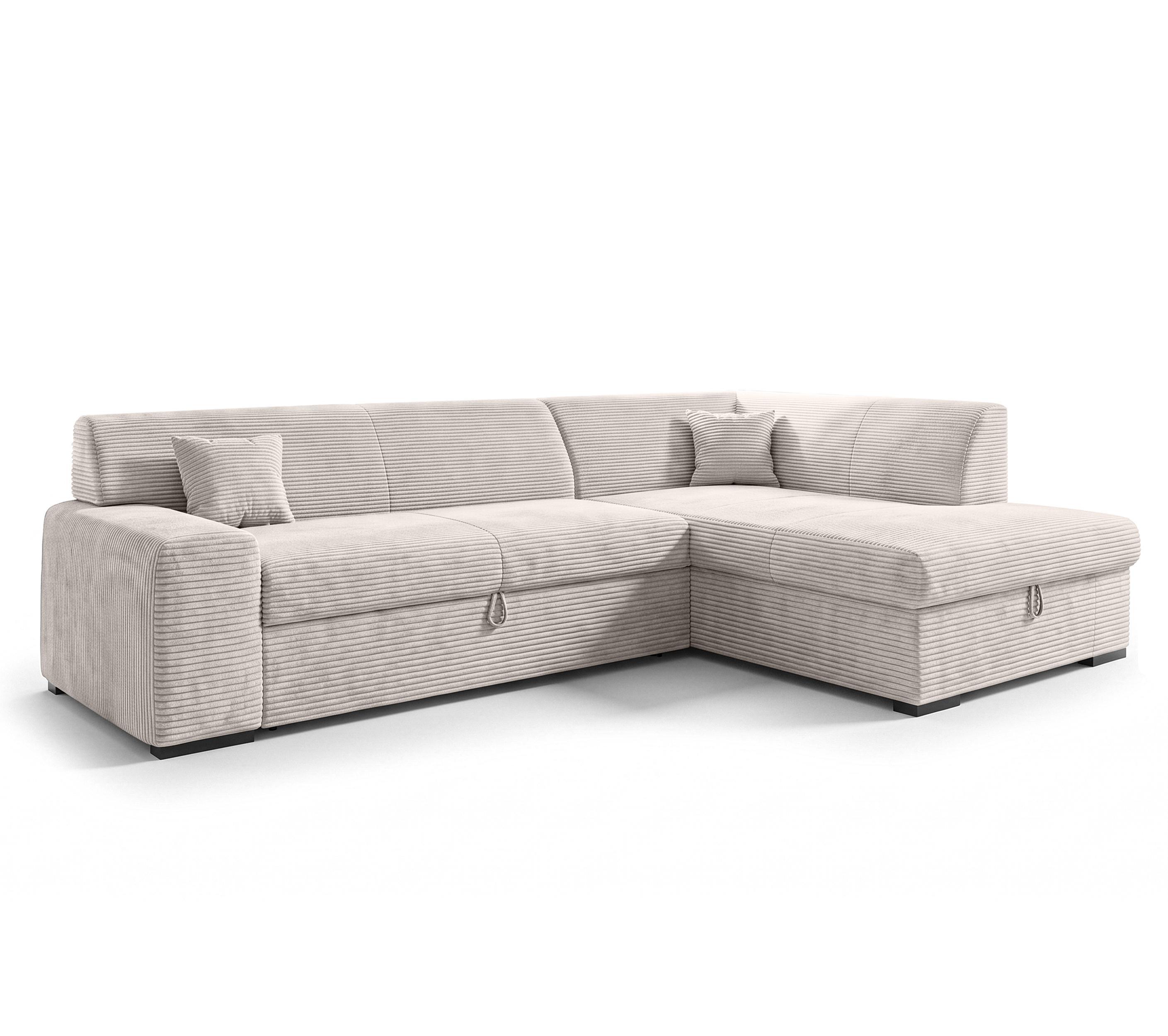 ECKSOFA L Form Minosa Weiß 260/175/71 cm Rechts mit Schlaffunktion - Schwarz/Weiß, Kunststoff/Textil (175/260cm) - AX Living