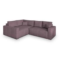 ECKSOFA ERONIS L-S Lila Kordstoff mit Schlaffunktion - Lila, Holz (265/194cm) - MASSENO