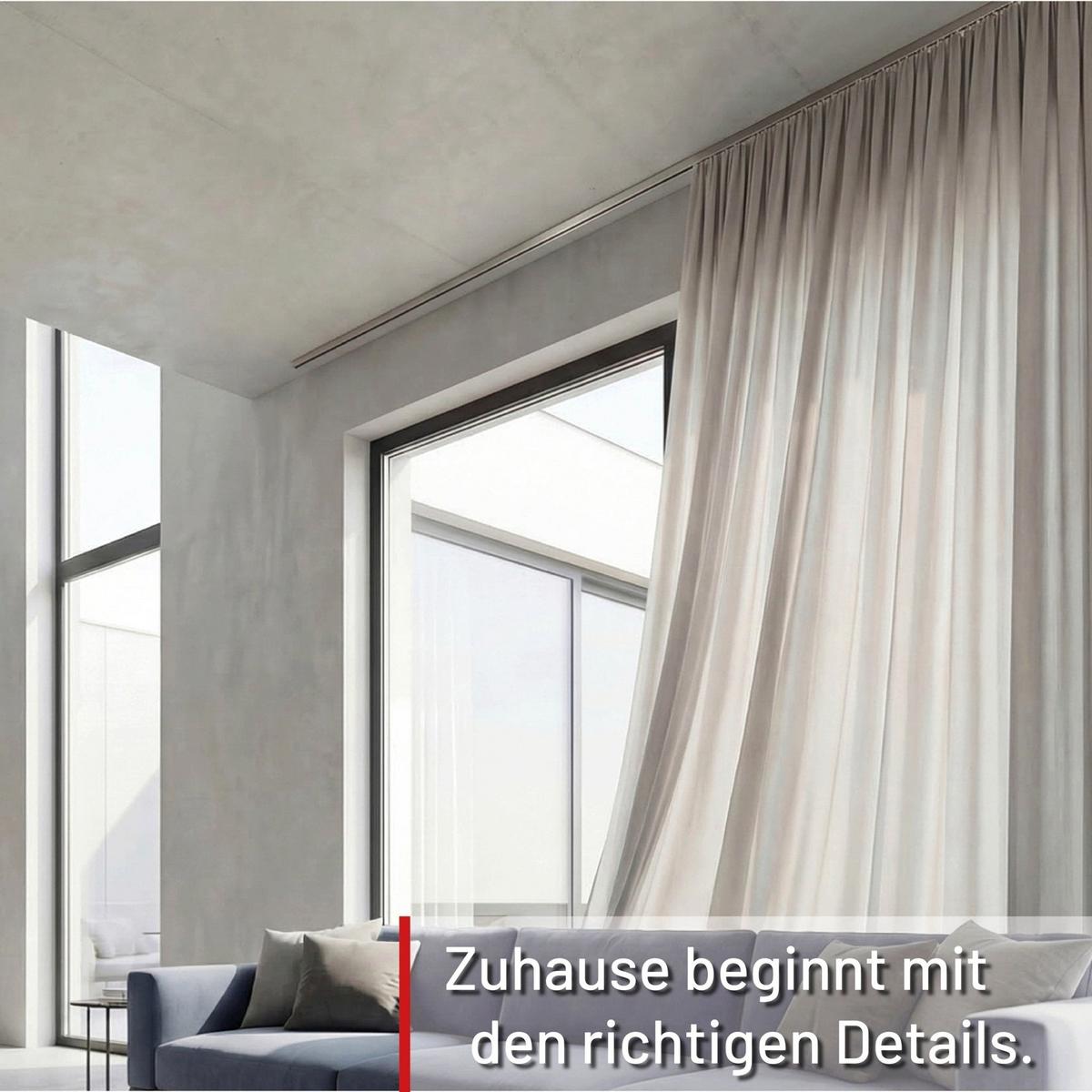 GARDINENSCHIENE auf Maß 1-lauf Deckenmontage Square 250cm - Silberfarben, Metall (250cm) - Deco-Raum