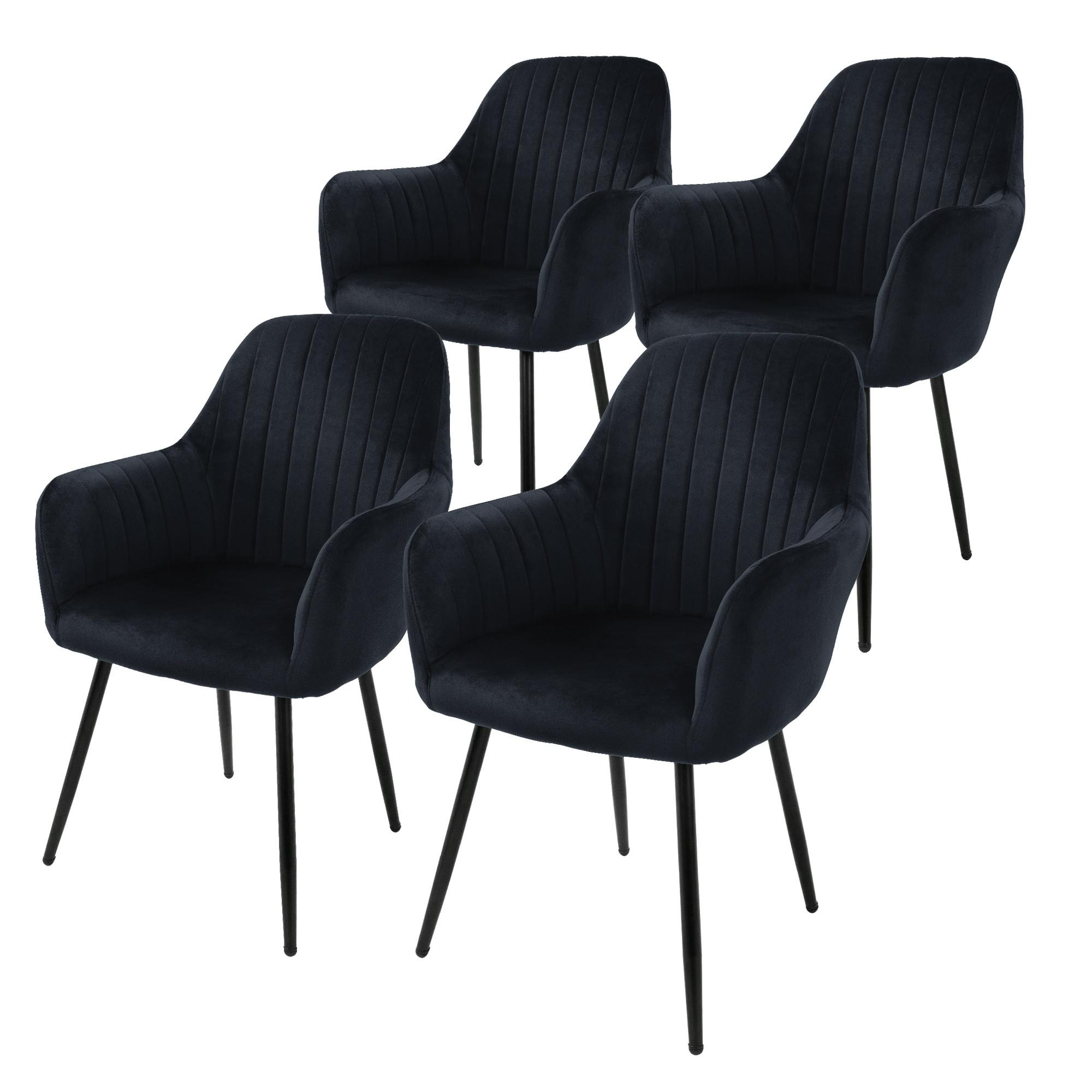 ESSZIMMERSTUHL 4er Set Schwarz Samt - Schwarz, Metall (60/84/58cm) - ML-DESIGN