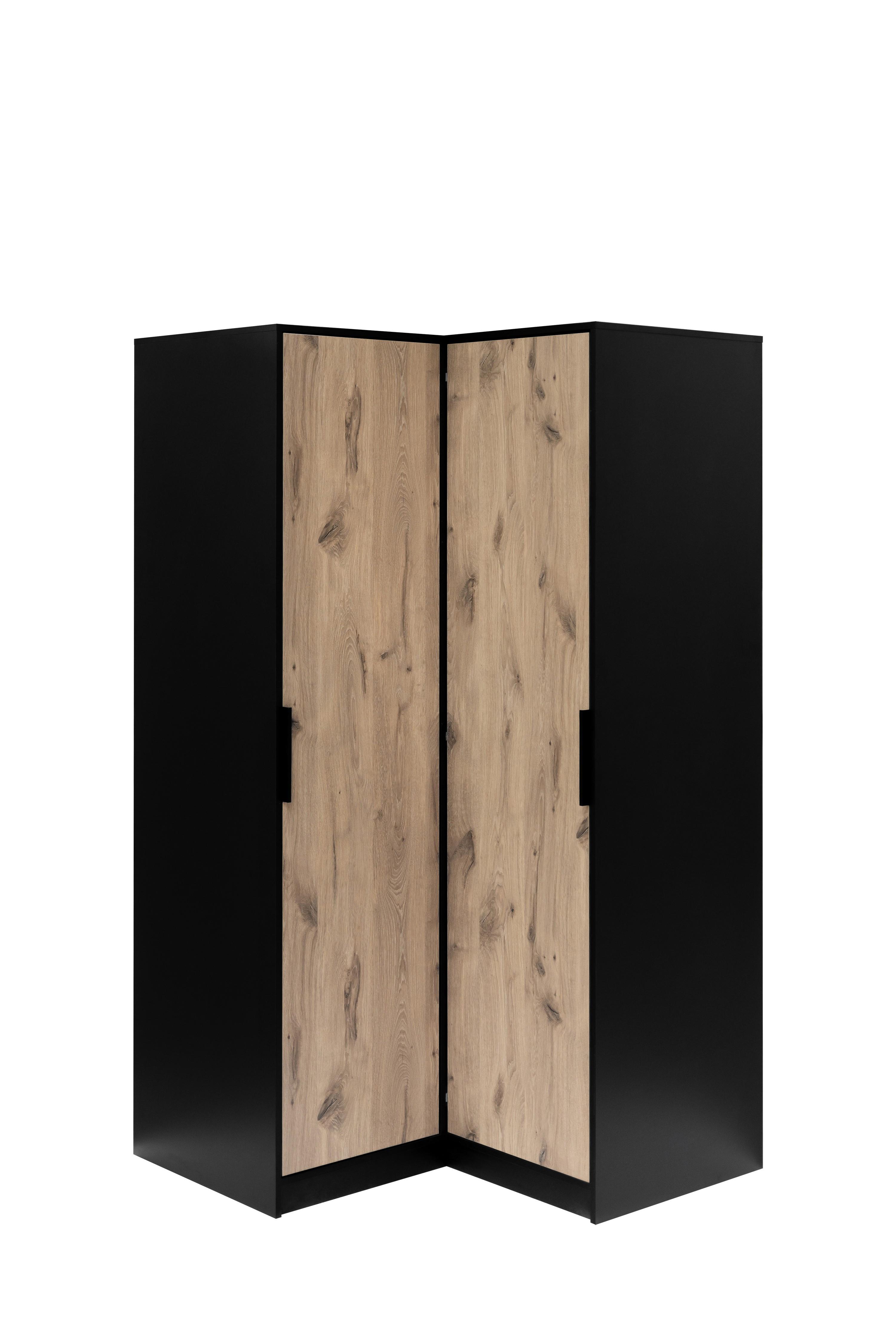 DREHTÜRENSCHRANK SION 108,5/200/57,5 cm 2-türig Schwarz - Eichefarben/Schwarz, Holzwerkstoff (108.5/200/57.5cm) - MASSENO