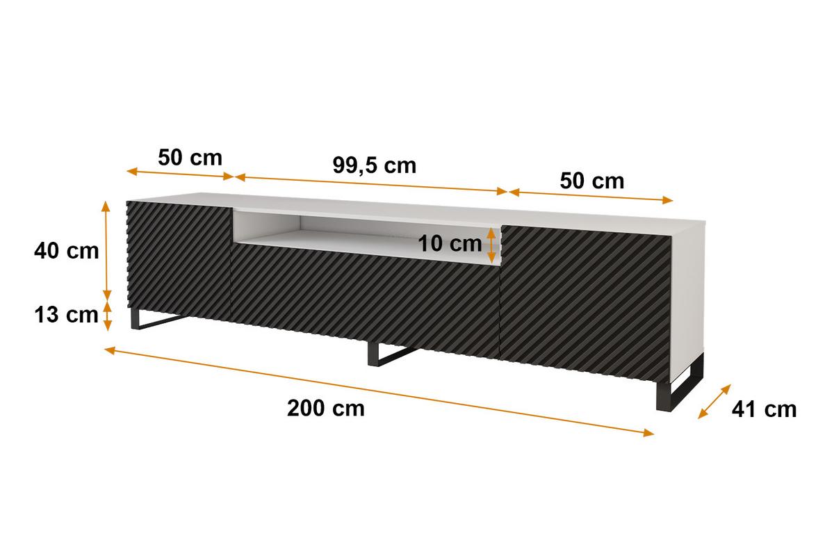 LOWBOARD ZENO-S 200x53x41 cm - Weiß / Schwarz - Schwarz/Weiß, Holzwerkstoff (200/53/41cm) - ALTDECOR