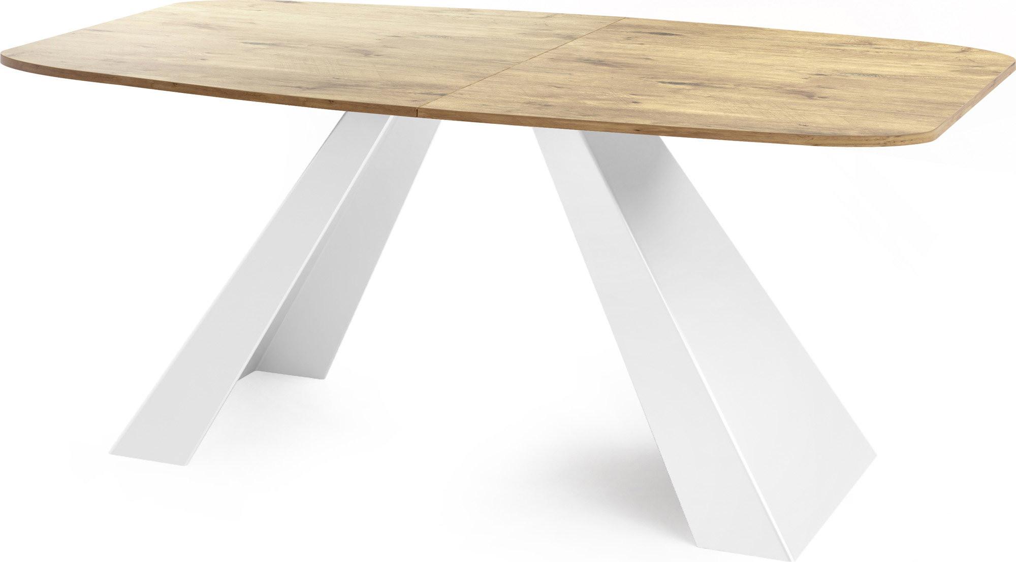 ESSTISCH Monte Weiß rechteckig ausziehbar, Lancelot Eiche 160-200/80/76 cm - Eichefarben/Weiß, Holzwerkstoff/Metall (80/198/76cm) - WFL GROUP