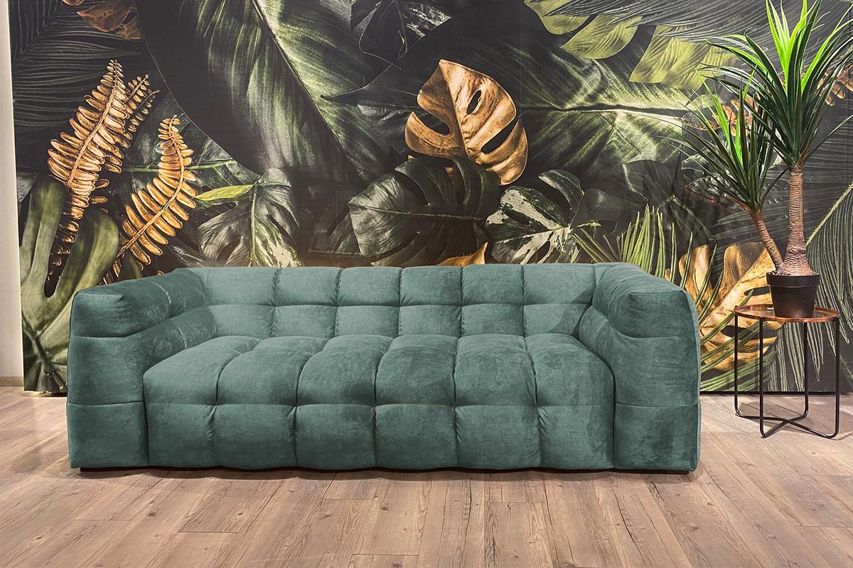 SOFA RIO Petrol Velvet - Petrol/Schwarz, Textil (207/68/105cm) - KAWOLA