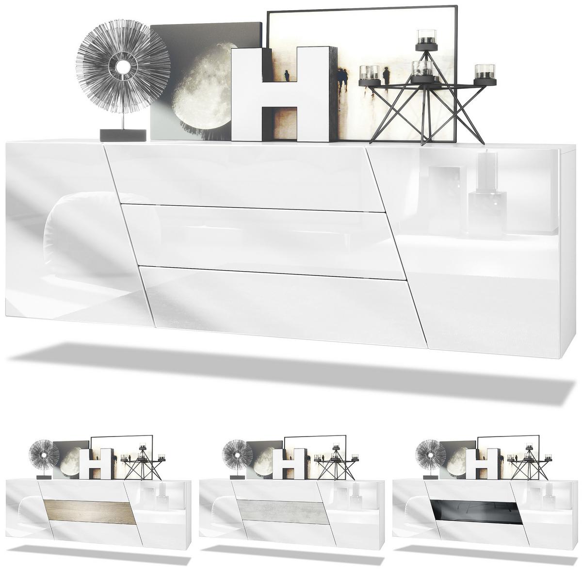 SIDEBOARD Houston Grau Hochglanz - Grau, Holzwerkstoff (178/57.5/38.5cm) - Vladon