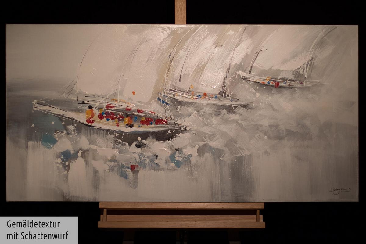 ACRYLBILD HANDGEMALT 120/60 cm - Grau, Holz/Textil (120/60cm) - KUNSTLOFT