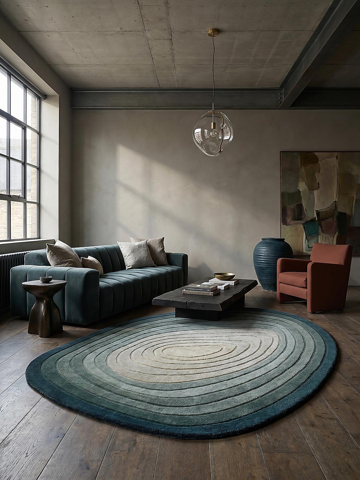 WOLLTEPPICH PARRET, mit Farbverlauf, Blau, 160 x 230 cm - Blau, Textil (230/160cm) - KADIMA DESIGN