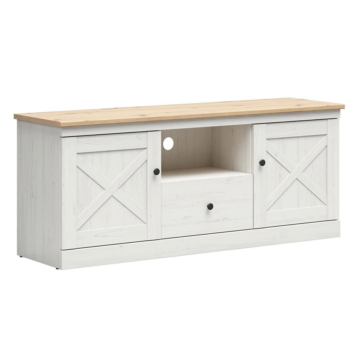 TV-MÖBEL Victoria Weiß und Holz - Weiß, Holzwerkstoff (153/63/43cm) - Petits-meubles