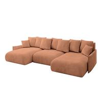 WOHNLANDSCHAFT mit Schlaffunktion und Bettkasten ONESK-U-v1 317x177x72 Koralle Velours - Koralle, Holzwerkstoff/Kunststoff (317/72/177cm) - ALTDECOR