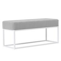 POLSTERBANK STELLA 90 cm Metallgestell, Weiß / Grau - Grau, Textil/Metall (90/44/30cm) - Idohome