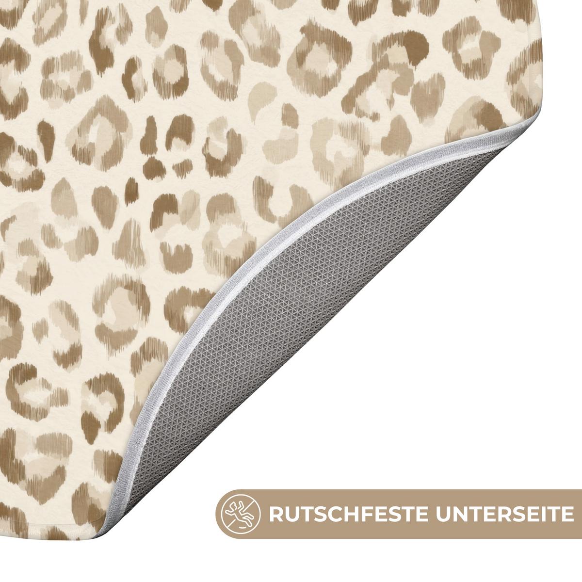 BADEMATTE Leopard - Klassisch - Beige Badvorleger 70x70 cm - Hellbraun, Textil (70/70cm) - OnlyWow