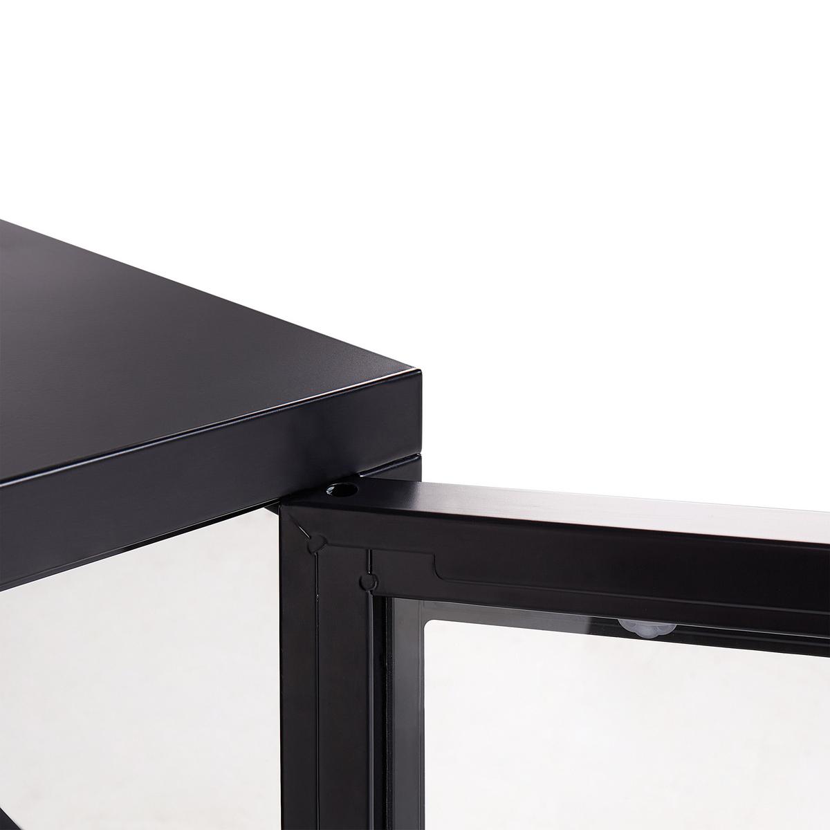 SIDEBOARD mit Glastüren Metall 115 cm Schwarz Newport - Schwarz, Metall (115/65/35cm) - Beliani