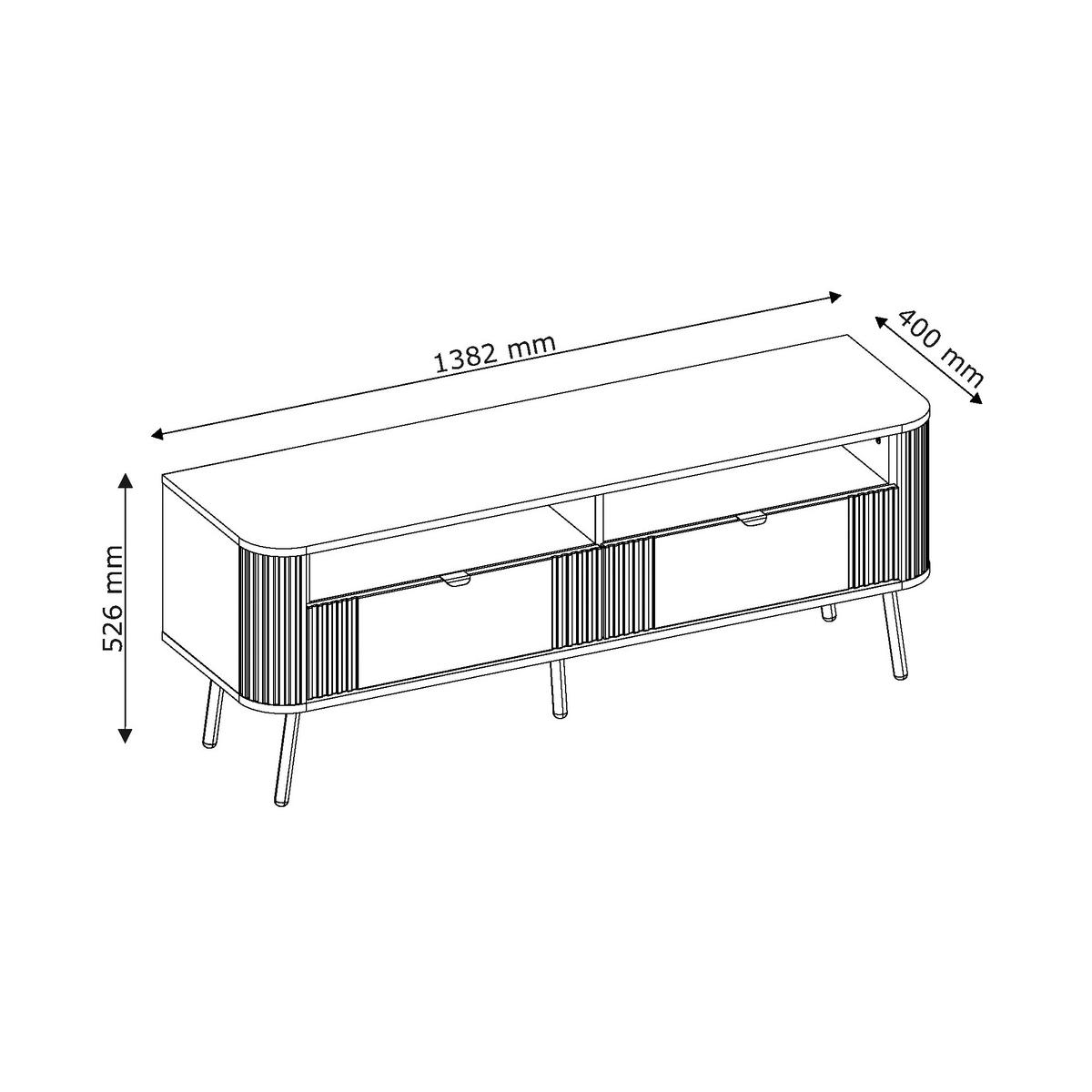 TV-SCHRANK AURA auf Füßen mit geriffelter Front - Beige, Holzwerkstoff (138/53/40cm) - Idohome