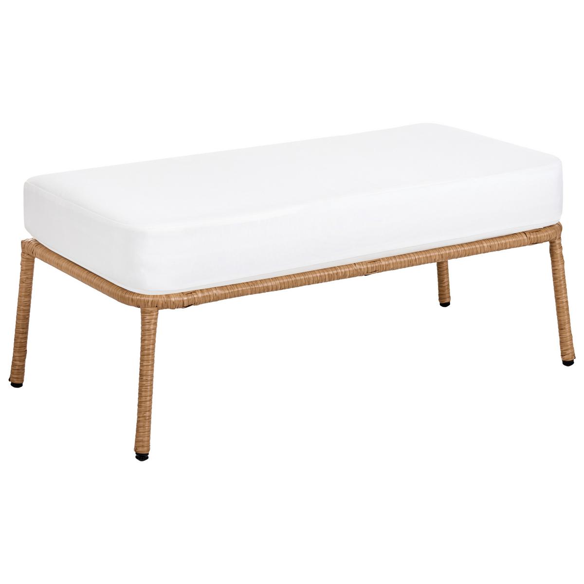 GARTENSOFA 2-Sitzer mit Bank Polyrattan Hellbraun Follo - Hellbraun/Braun, Kunststoff (130/89/66cm) - Beliani