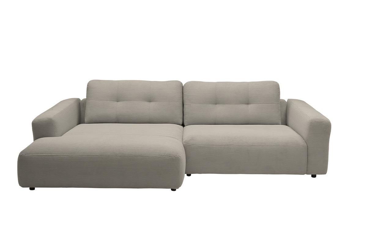 ECKSOFA MIKA Steingrau Cord - Schwarz/Grau, Kunststoff/Textil (276/167cm) - KAWOLA