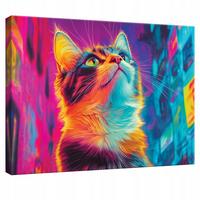 LEINWANDBILD Abstrakt Katze Pop Art Modern 60x40 - Multicolor, Holzwerkstoff (60/40cm) - Wallarena