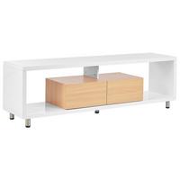 TV-MÖBEL Weiß, Hellbraun KNOX 39/159/50 cm - Weiß, Holzwerkstoff (159/50/39cm) - Beliani