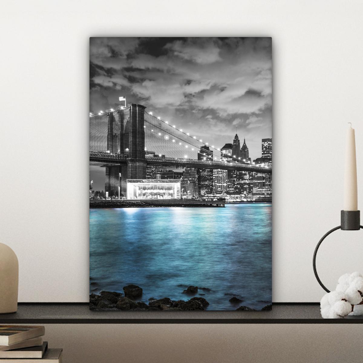 LEINWANDBILD New York - Skyline - Stadt - Blau Deko Wohnzimmer 20x30 cm - Blaugrau, Textil (20/30cm) - MuchoWow