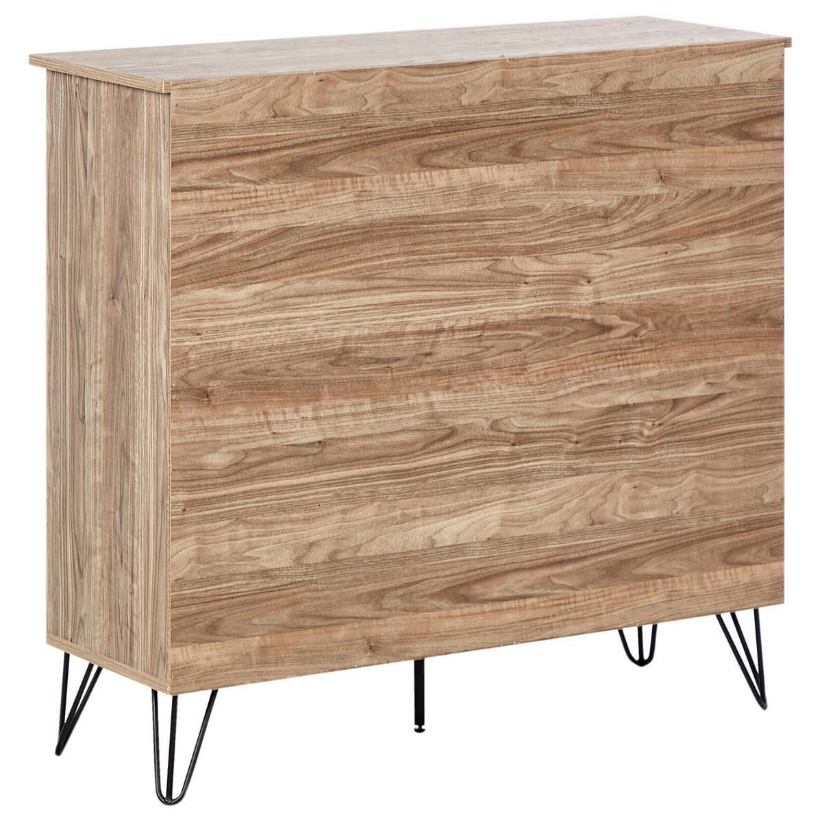 WEINREGAL Hellbraun Eliston - Hellbraun/Schwarz, Holzwerkstoff (97/90/36cm) - Beliani