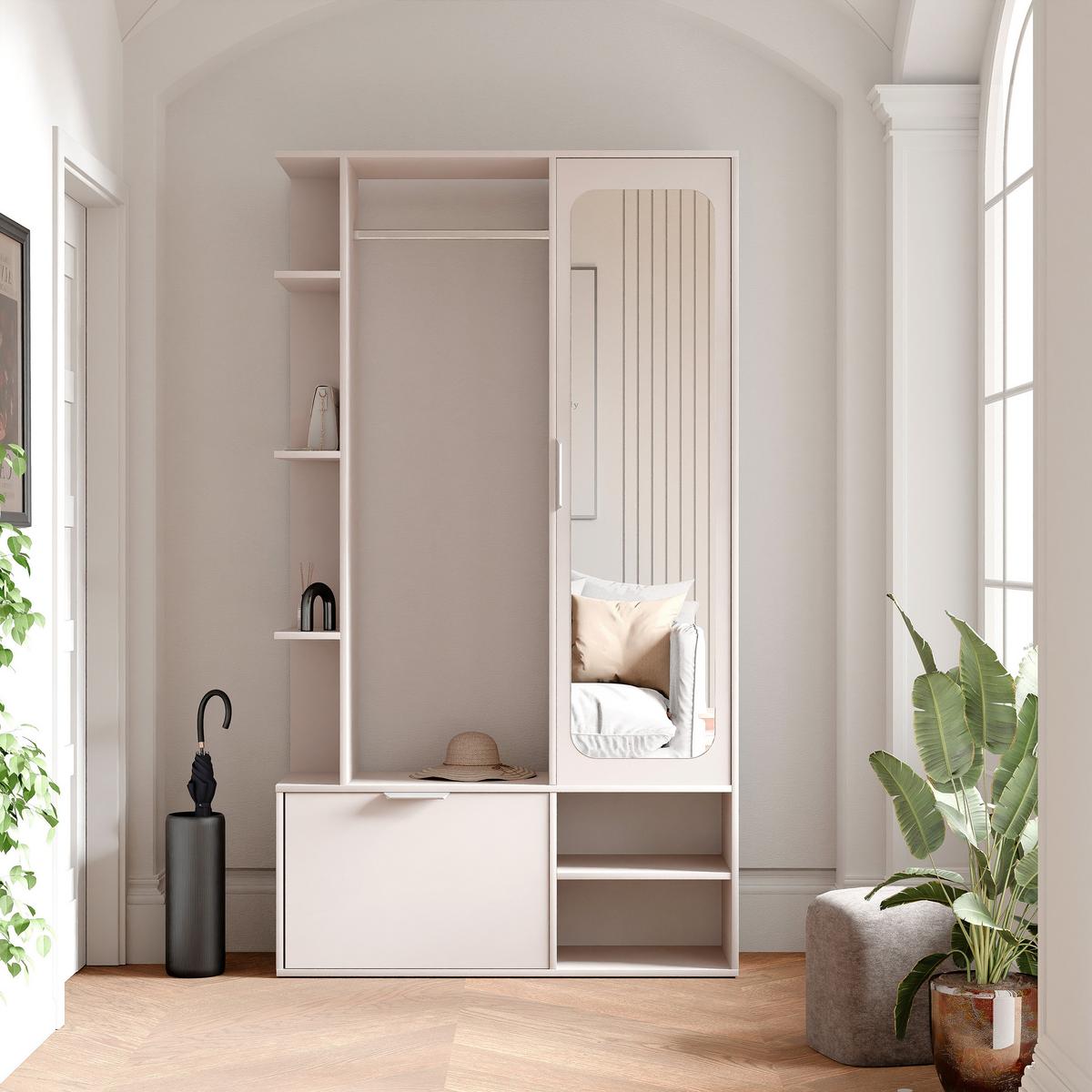 GARDEROBE mit Spiegel ELIOR - Beige, Holz (100/189.4/33cm) - Idohome