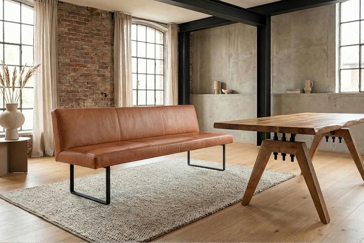 ESSZIMMERBANK ELEEN Braun Leder - Braun, Leder (223/85/69cm) - KAWOLA