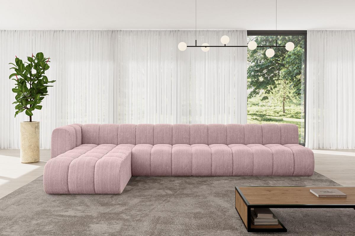 ECKSOFA modulares Sofa Darnel-L3 - 387x177x70 cm Rosa - Rosa, Holzwerkstoff/Textil (387/177cm) - ALTDECOR