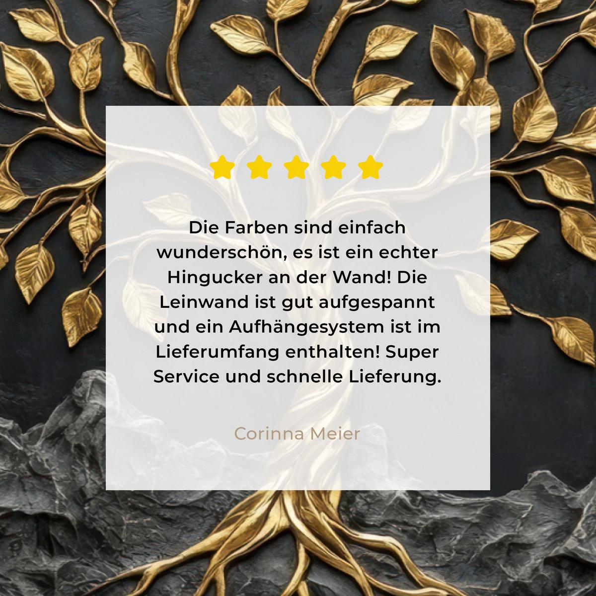 LEINWANDBILD Blätter - Gold - Baum - Fels Deko Schlafzimmer 30x20 cm - Schwarz, Textil (30/20cm) - MuchoWow