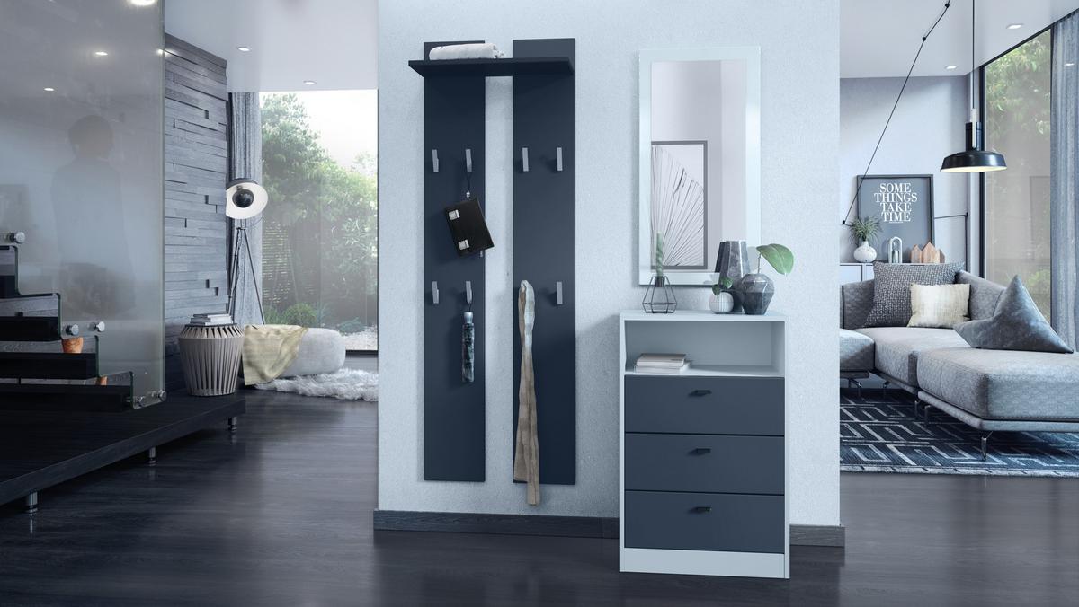 KOMMODE Pino Fronten in Anthrazit matt - Dunkelgrau/Anthrazit, Holzwerkstoff (56/86.5/36cm) - Vladon