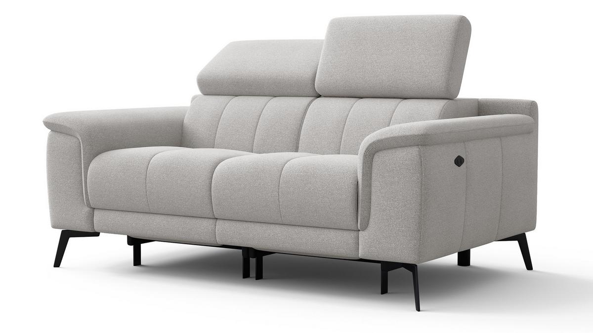 RELAXSOFA FIERO 2-Sitzer mit 2 Relaxfunktionen, hellgrau - Hellgrau/Schwarz, Holzwerkstoff/Textil (170/82/103cm) - Wozimo