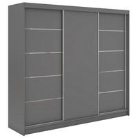 SCHWEBETÜRENSCHRANK mit Schubladen 240 - MACEDONIA - Grau - Alufarben/Grau, Holzwerkstoff/Metall (240/216/61cm) - MKS