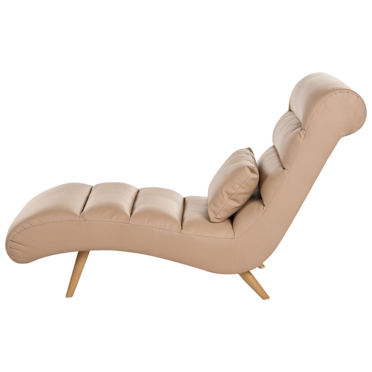CHAISELONGUE Kunstleder Hellbraun Rives - Hellbraun/Braun, Textil (78/97/160cm) - Beliani