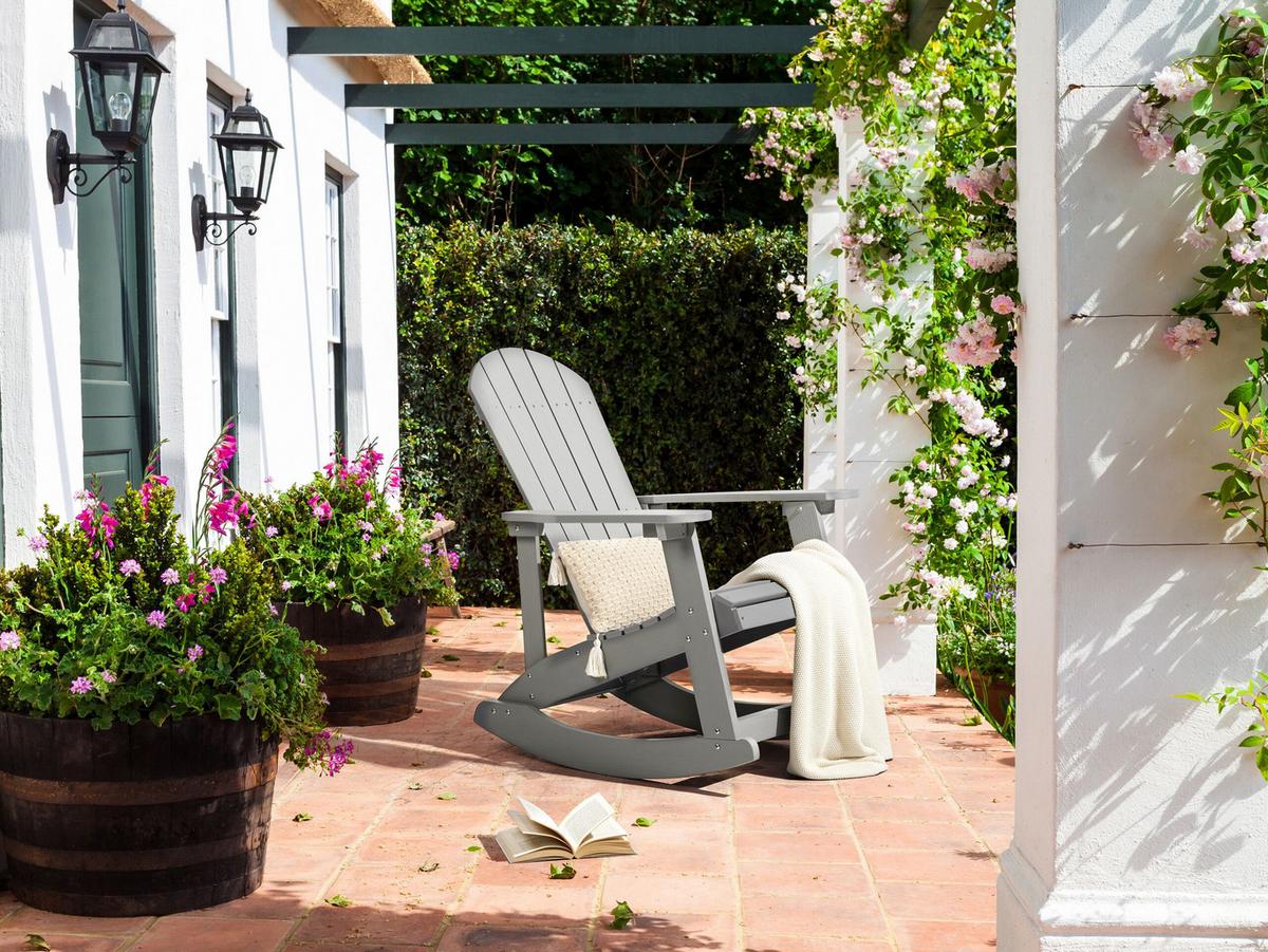 GARTEN-SCHAUKELSTUHL Kunstholz hellgrau Adirondack - Hellgrau, Kunststoff (76/100/94cm) - Beliani