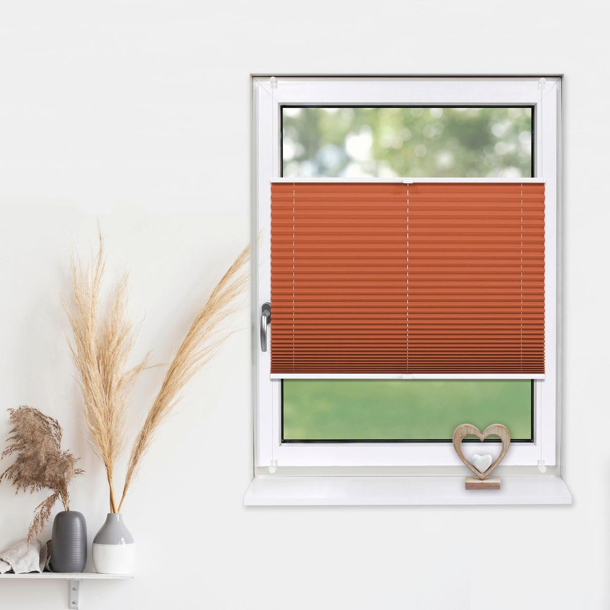 PLISSEE Basic 120 x 150cm Klemmfix ohne Bohren - Orange, Textil (120/150cm) - Deco-Raum