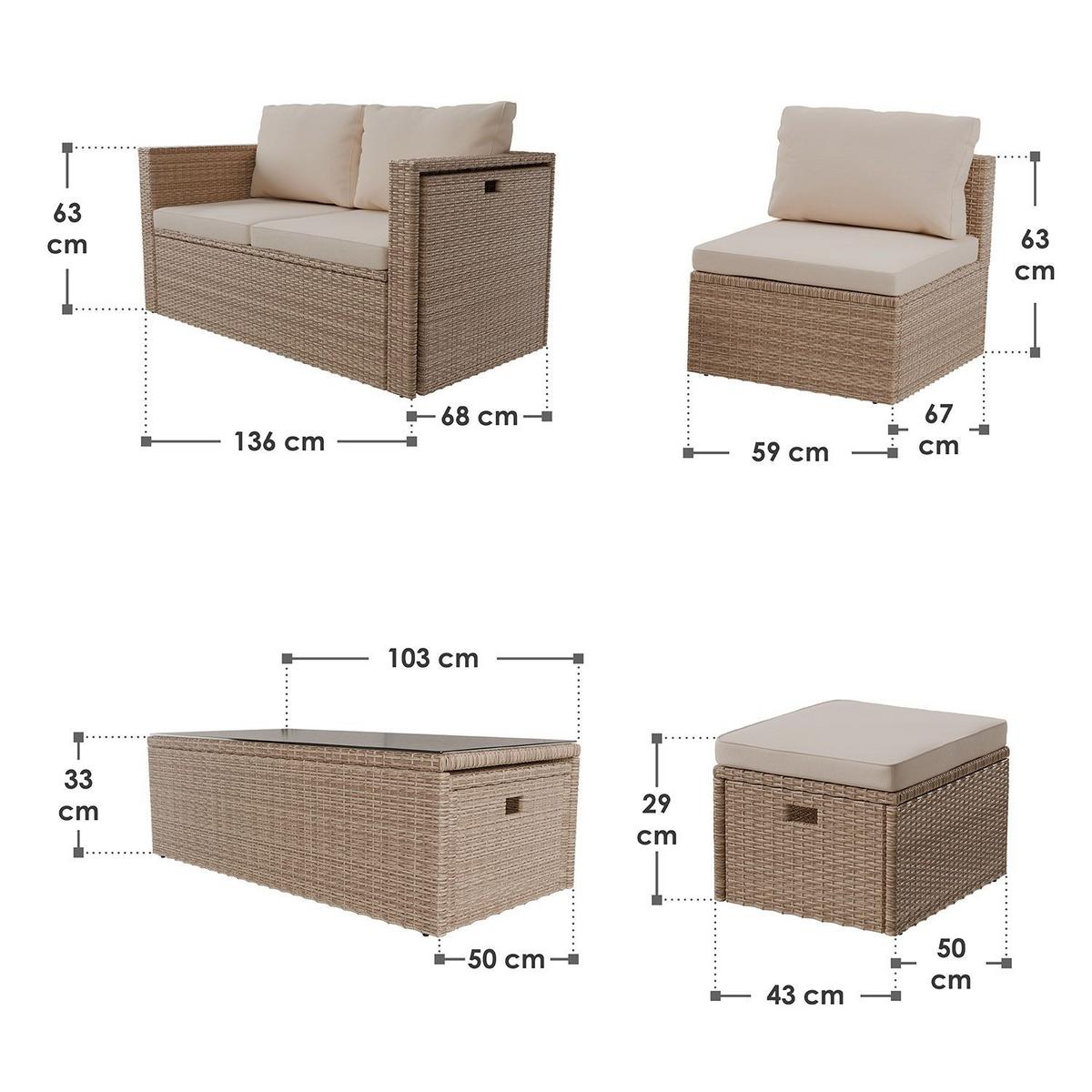LOUNGEGARNITUR Salou beige - Beige, Kunststoff - Juskys