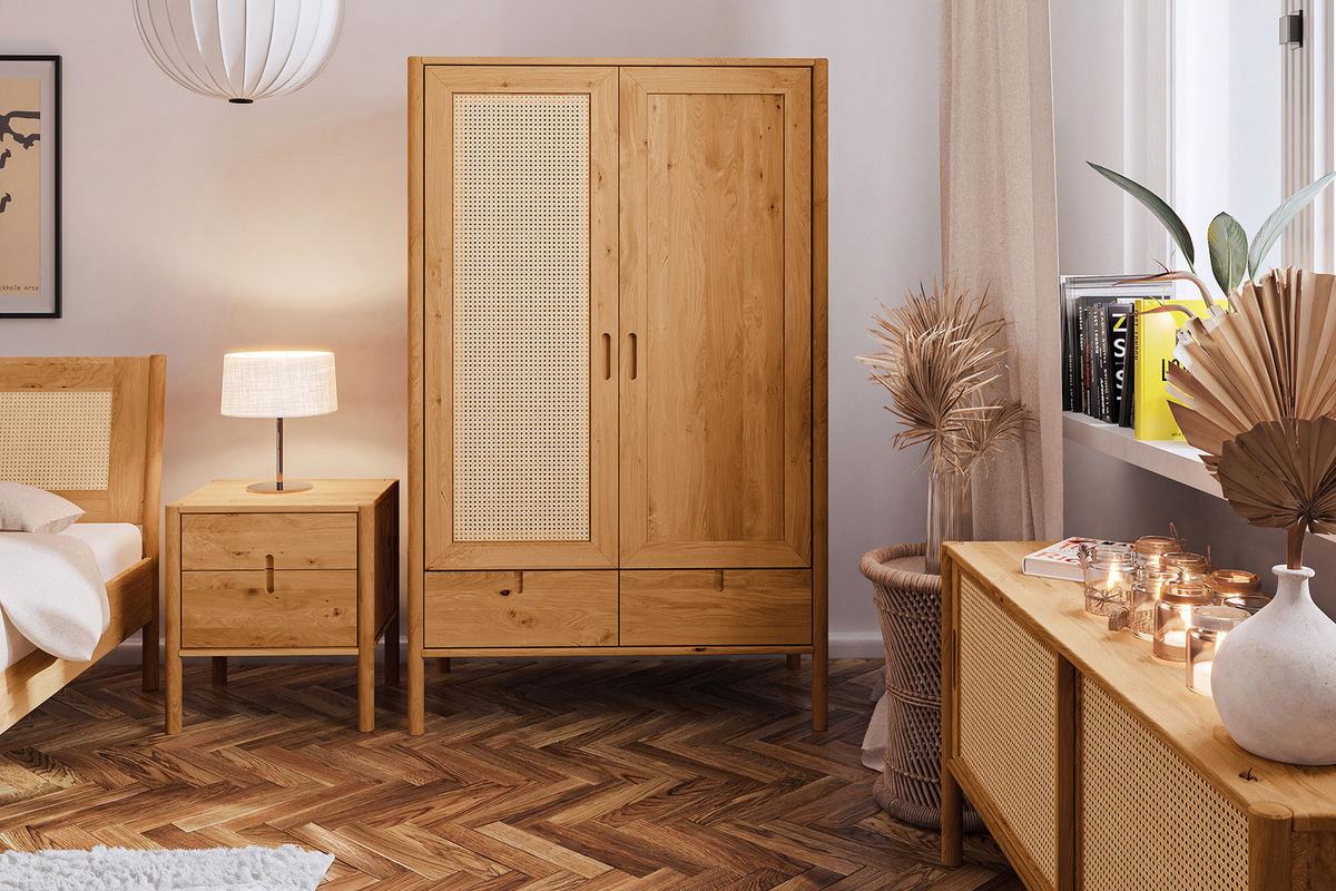 KLEIDERSCHRANK MIT SCHUBLADE INA Wildeiche - Mokka, Holz (108/175/60cm) - byoak