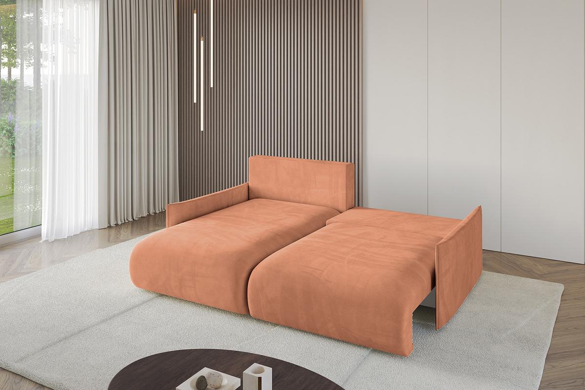 ECKSOFA Ottomane links ONESK-L-v1 216x177x72 Koralle Velours - Koralle, Holzwerkstoff/Kunststoff (216/177cm) - ALTDECOR